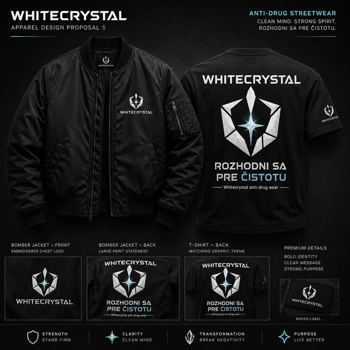 Bomber a tričko WHITECRYSTAL